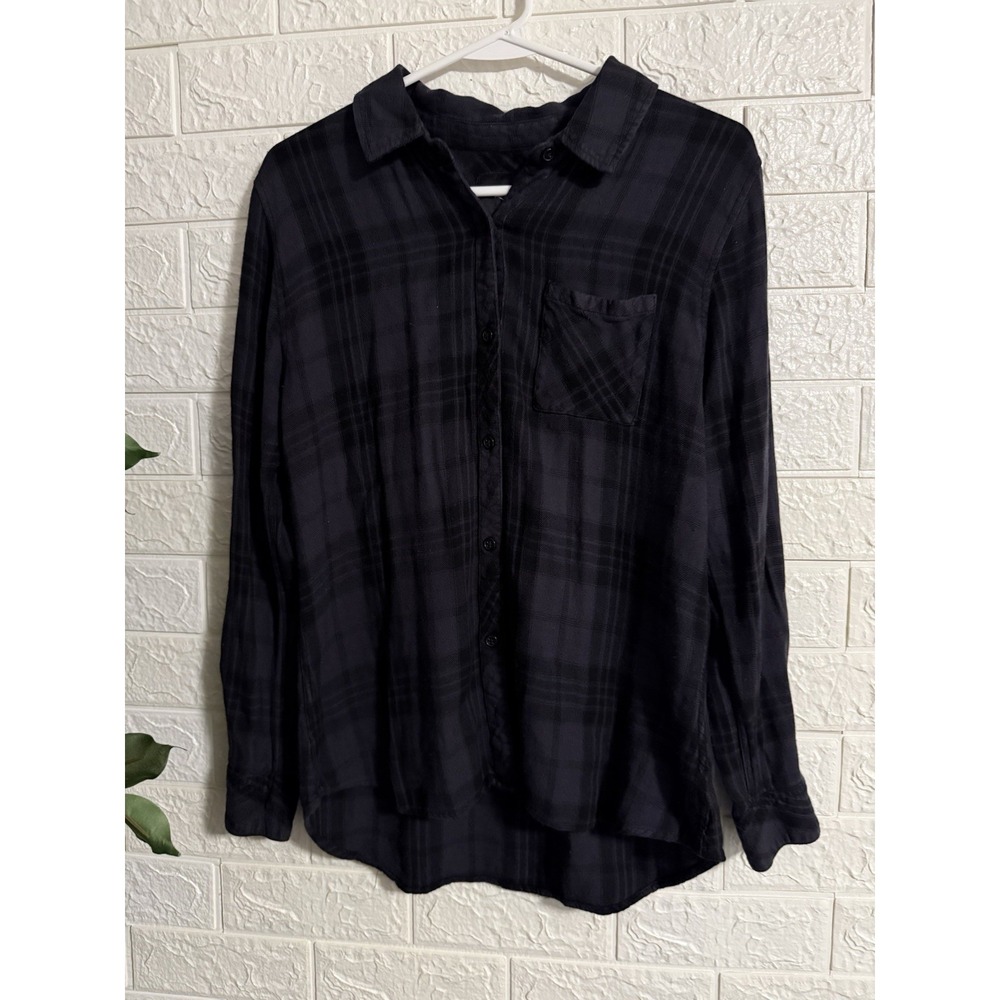 Rails Hunter Carbon Black Plaid Button Down Shirt Womens Medium 1026-550-076